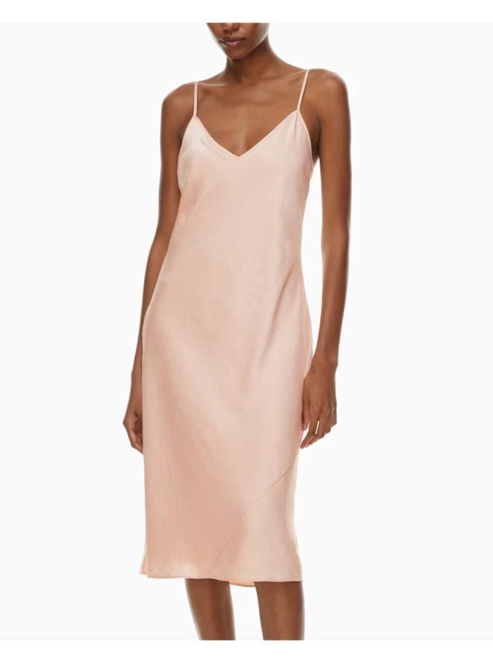 Aritzia Wilfred Only Slip Satin Midi Dress in Coral Blush Size Small